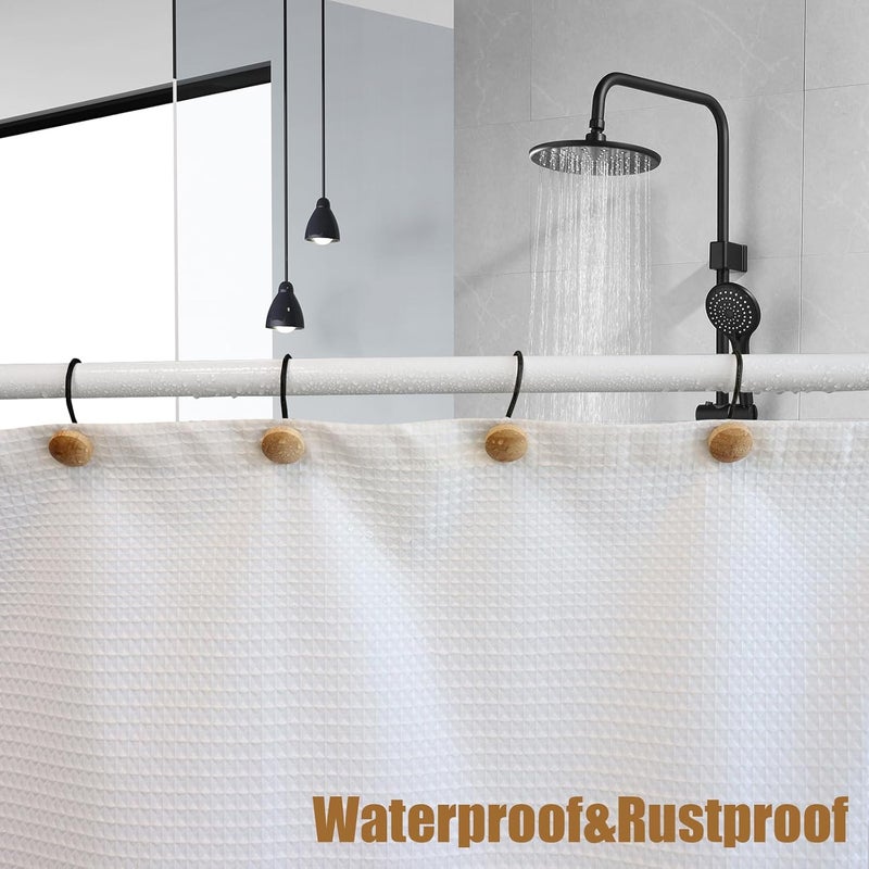 JTDTH Shower Curtain Hooks, Wood Decorative Shower Curtain Rings, Modern Round Log Shower Curtain Hangers, 12PCS Shower Hooks for Shower Curtain Rod, Bedroom, Living Room (Black 1) - Image 5
